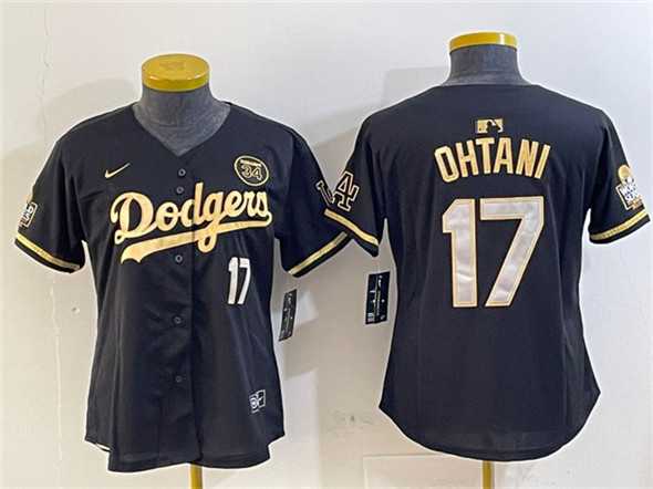 Women%27s Los Angeles Dodgers #17 Shohei Ohtani Black Gold 2024 World Series With Fernando Patch Vapor Limited Stitched Jersey->mlb womens jerseys->MLB Jersey